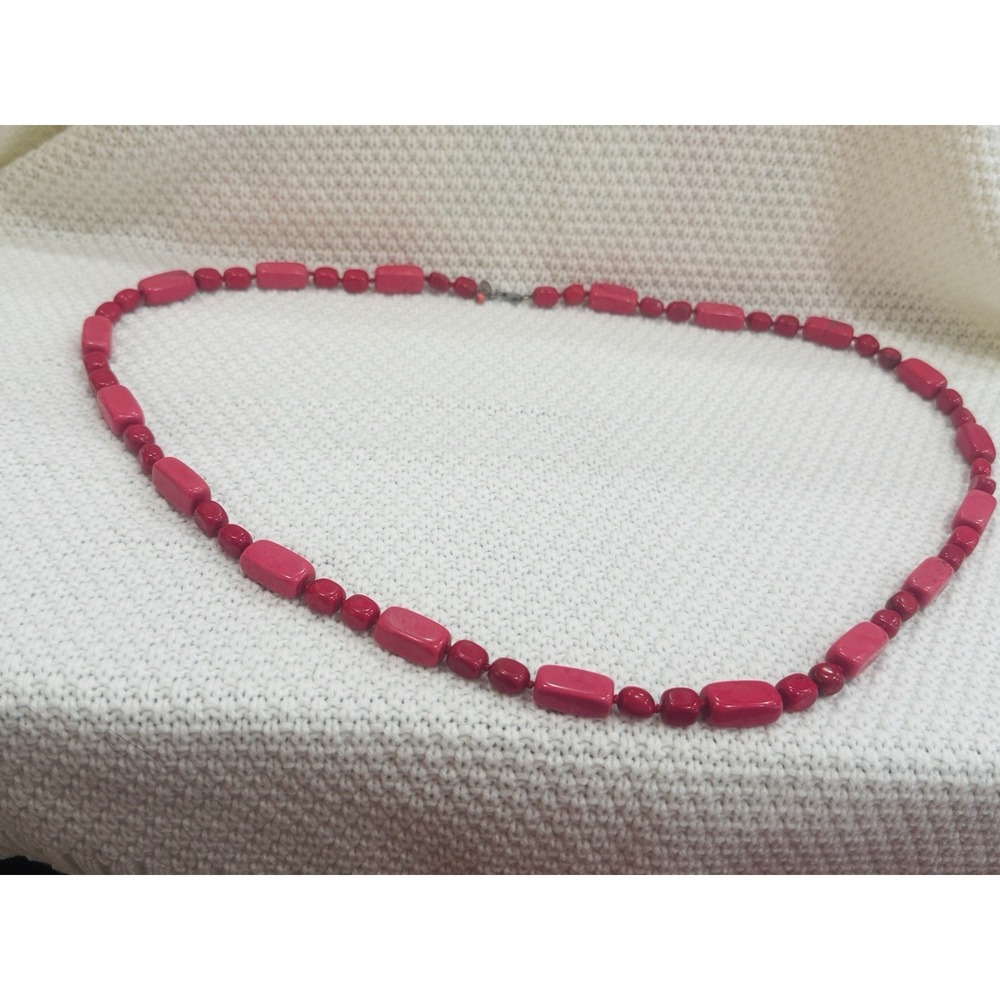 Anthology 925 Sterling Silver 38" Red Stone Beaded Necklace Signed